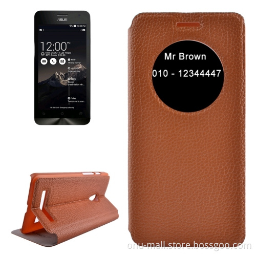 2015 New Products Flip Leather Case Cover for ASUS ZenFone 5 Case with Caller ID Display Window